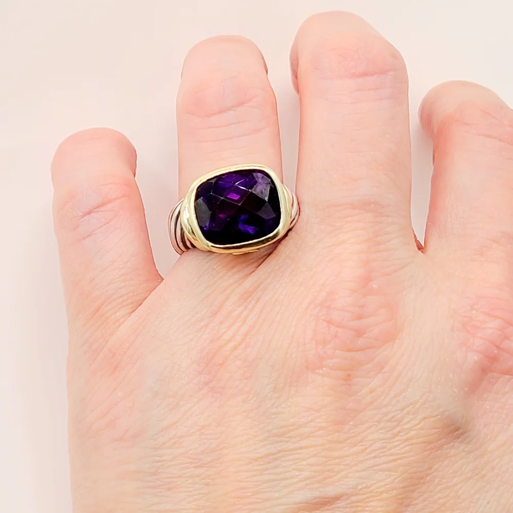 David Yurman Large Noblesse Ring Amethyst Ring Sz 8.5 - Picture 7 of 11